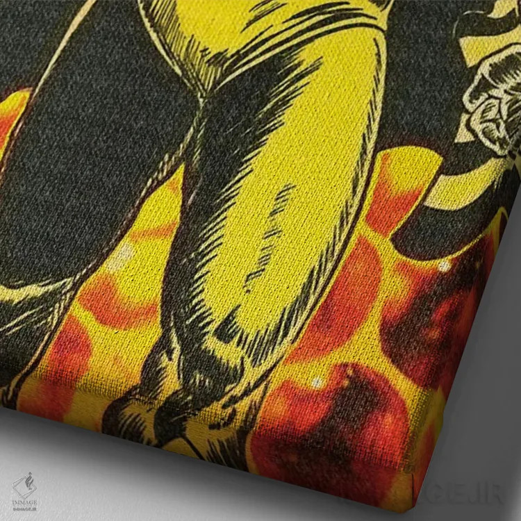 تابلو دکوراتیو ژاکت زرد شماره نهم اثر رادیو دیز - نمای نزدیک بافت بوم