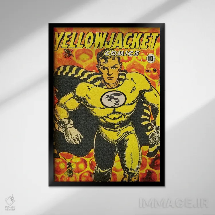 تابلو دکوراتیو ژاکت زرد شماره نهم اثر رادیو دیز - نمای قابدار مشکی