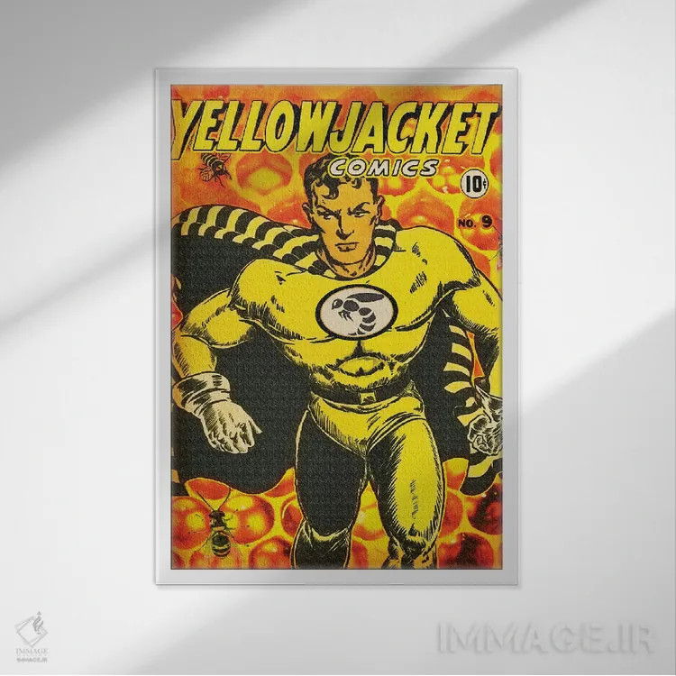 تابلو دکوراتیو ژاکت زرد شماره نهم اثر رادیو دیز - نمای قابدار سفید