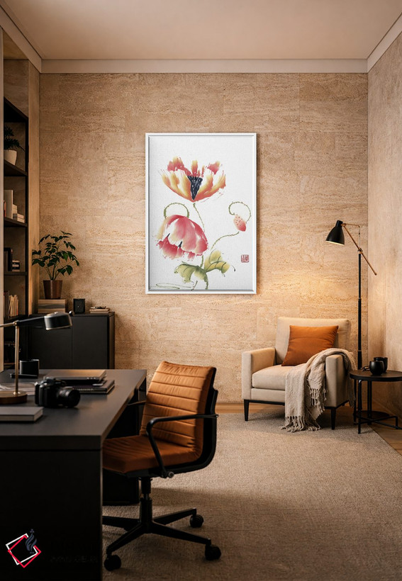 تابلو دکوراتیو شکوفایی شقایق اثر نان ری - D6W
