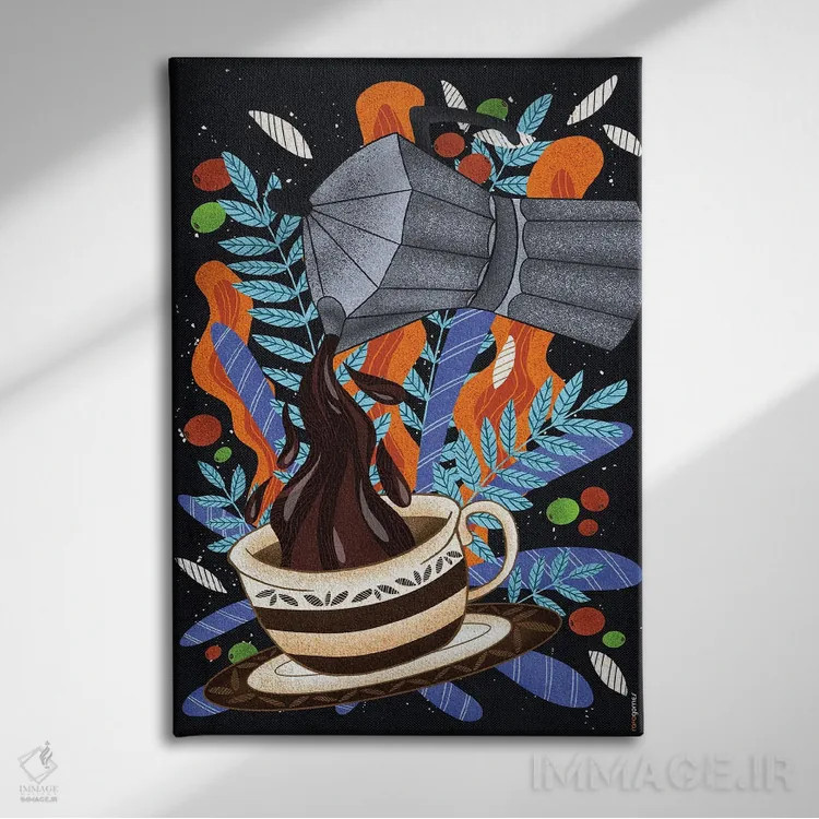 تابلو دکوراتیو اول قهوه اثر رافائل گومز - نمای روبهرو روی دیوار