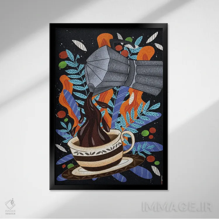 تابلو دکوراتیو اول قهوه اثر رافائل گومز - نمای قابدار مشکی