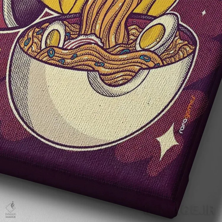 تابلو دکوراتیو رامن پیکاچو اثر رافائل گومز - نمای نزدیک بافت بوم