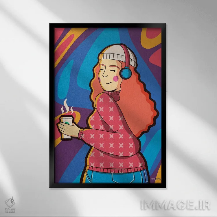 تابلو دکوراتیو اینستاگرل شماره ۴ اثر رافائل گومز - نمای قابدار مشکی