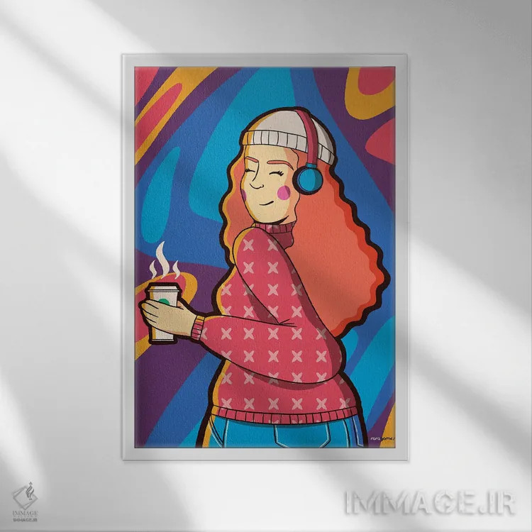 تابلو دکوراتیو اینستاگرل شماره ۴ اثر رافائل گومز - نمای قابدار سفید