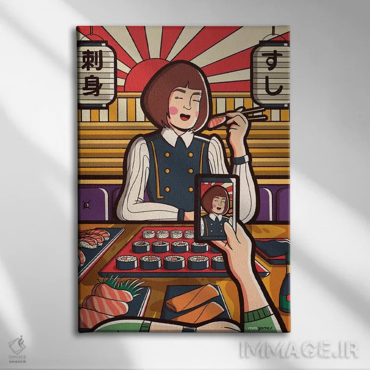 تابلو دکوراتیو اینستاگرل شماره ۷ اثر رافائل گومز - نمای روبهرو روی دیوار