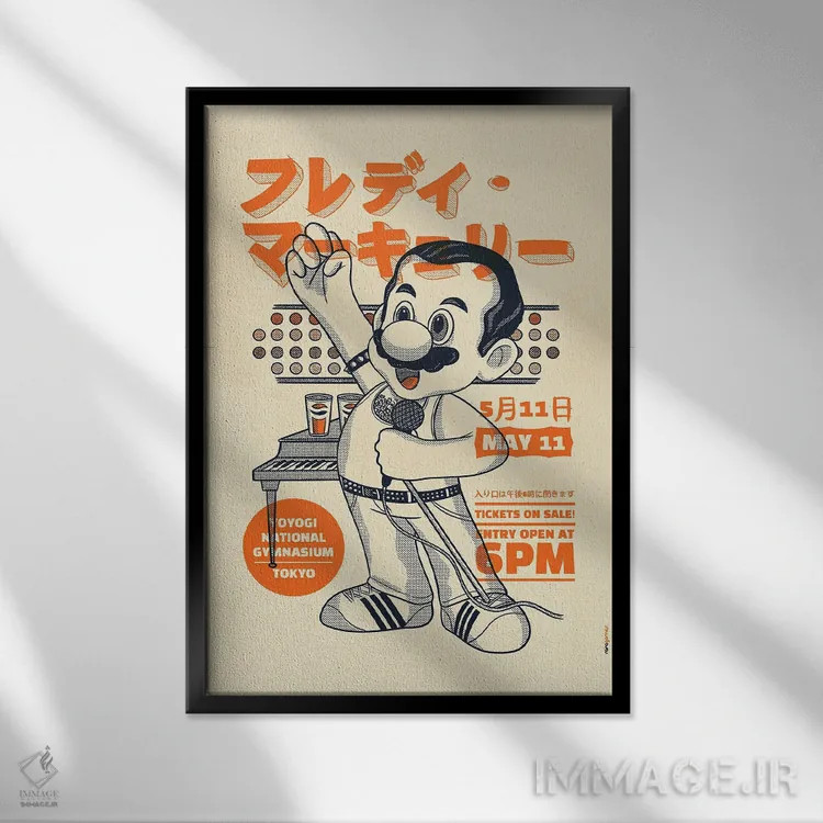 تابلو دکوراتیو ماریو مرکوری اثر رافائل گومز - نمای قابدار مشکی