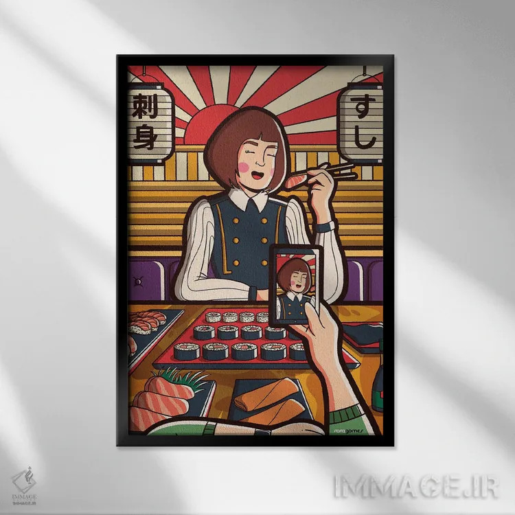 تابلو دکوراتیو اینستاگرل شماره ۷ اثر رافائل گومز - نمای قابدار مشکی