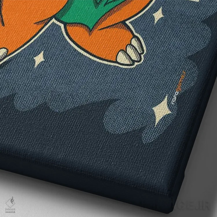 تابلو دکوراتیو چارماندر آشپز اثر رافائل گومز - نمای نزدیک بافت بوم