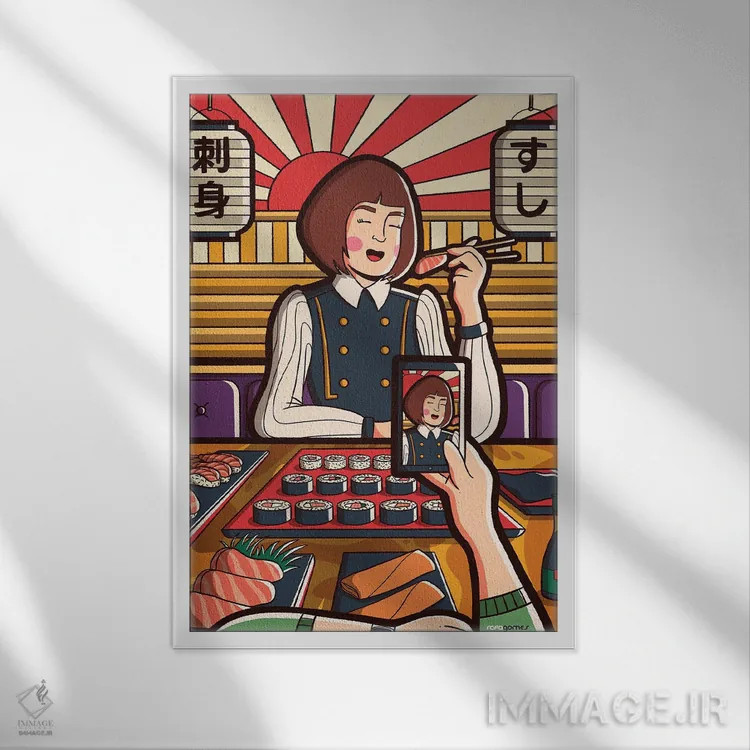 تابلو دکوراتیو اینستاگرل شماره ۷ اثر رافائل گومز - نمای قابدار سفید