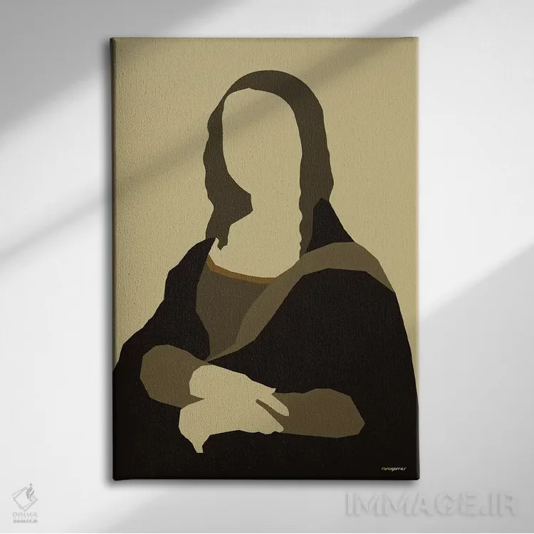 تابلو مینیمال مونالیزا اثر رافائل گومز - نمای روبهرو روی دیوار