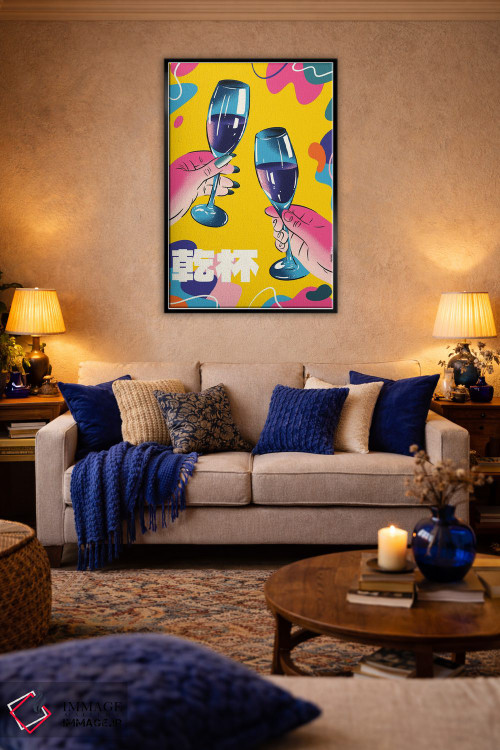 تابلو دکوراتیو شامپاین رنگارنگ اثر رافائل گومز - D4B