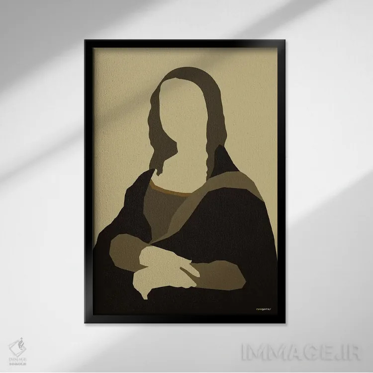 تابلو مینیمال مونالیزا اثر رافائل گومز - نمای قابدار مشکی