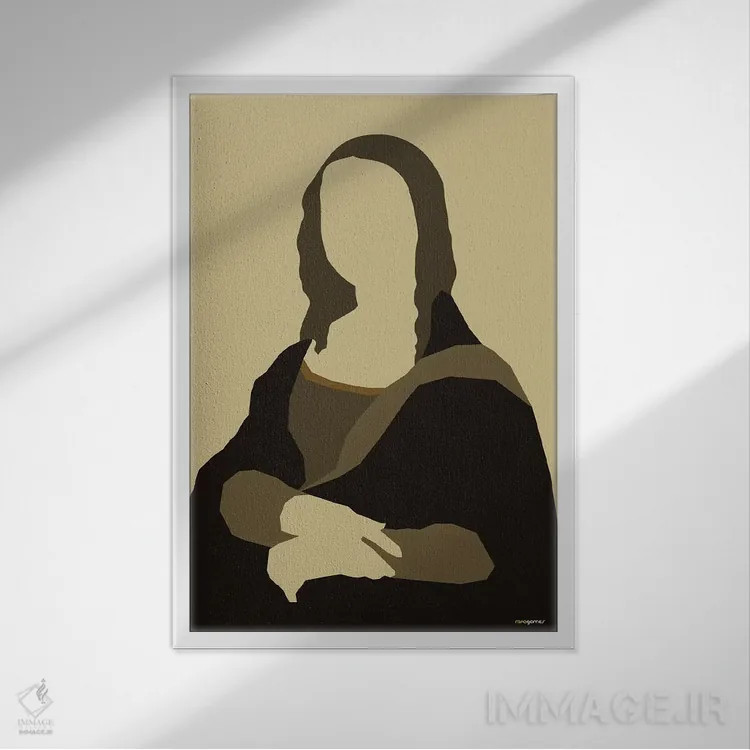 تابلو مینیمال مونالیزا اثر رافائل گومز - نمای قابدار سفید