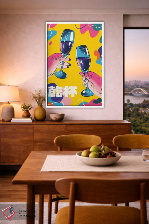 تابلو دکوراتیو شامپاین رنگارنگ اثر رافائل گومز - D6W