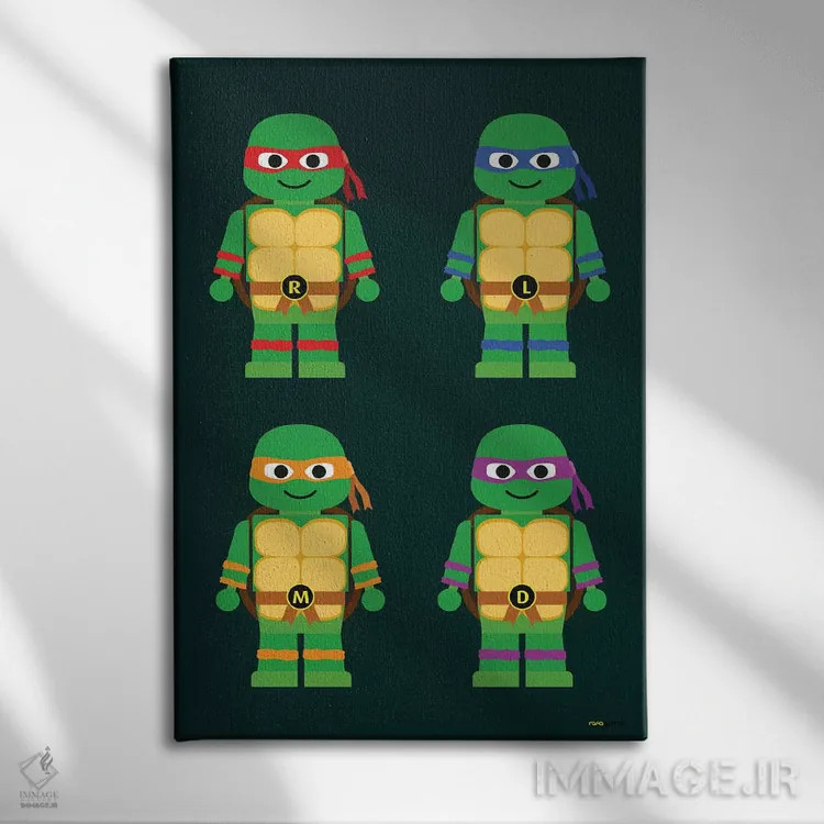 تابلو دکوراتیو لاک پشت های نینجا نوجوان جهش یافته اسباب بازی اثر رافائل گومز - نمای روبهرو روی دیوار