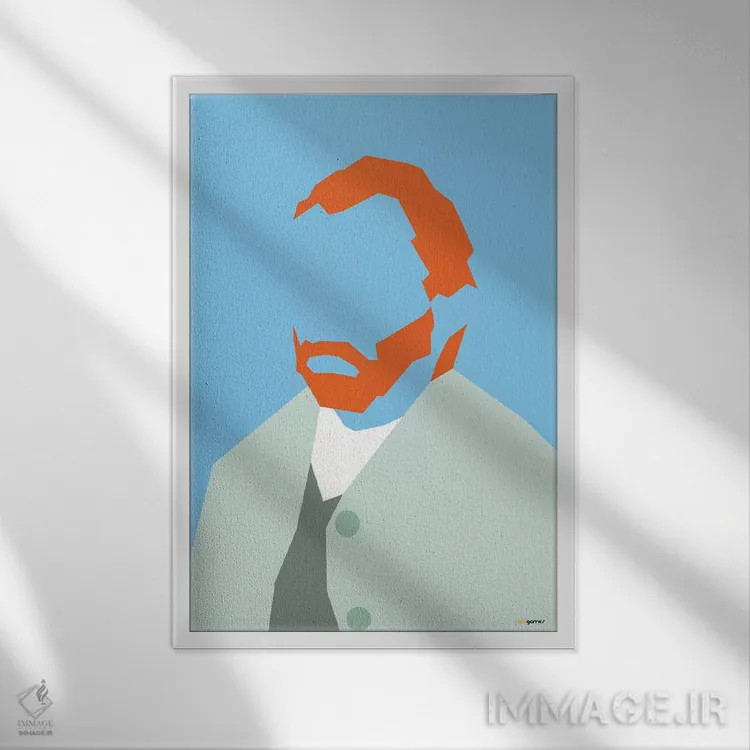 تابلو مینیمال ون گوگ اثر رافائل گومز - نمای قابدار سفید