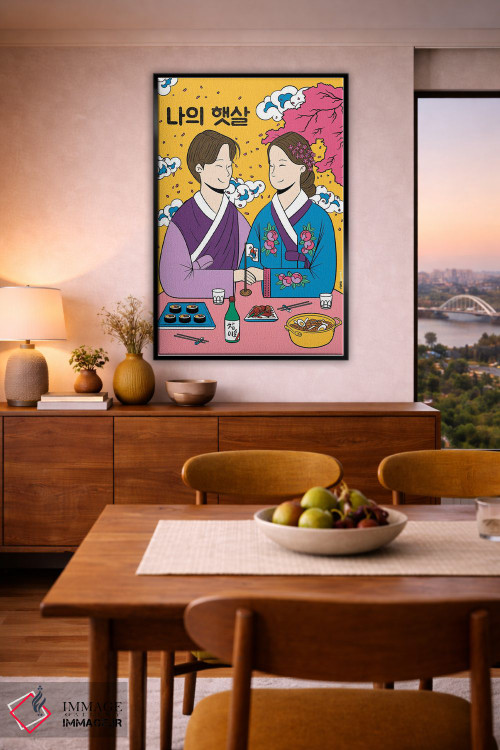 تابلو مدرن قرار عاشقانه زوج کره ای اثر رافائل گومز - D6B