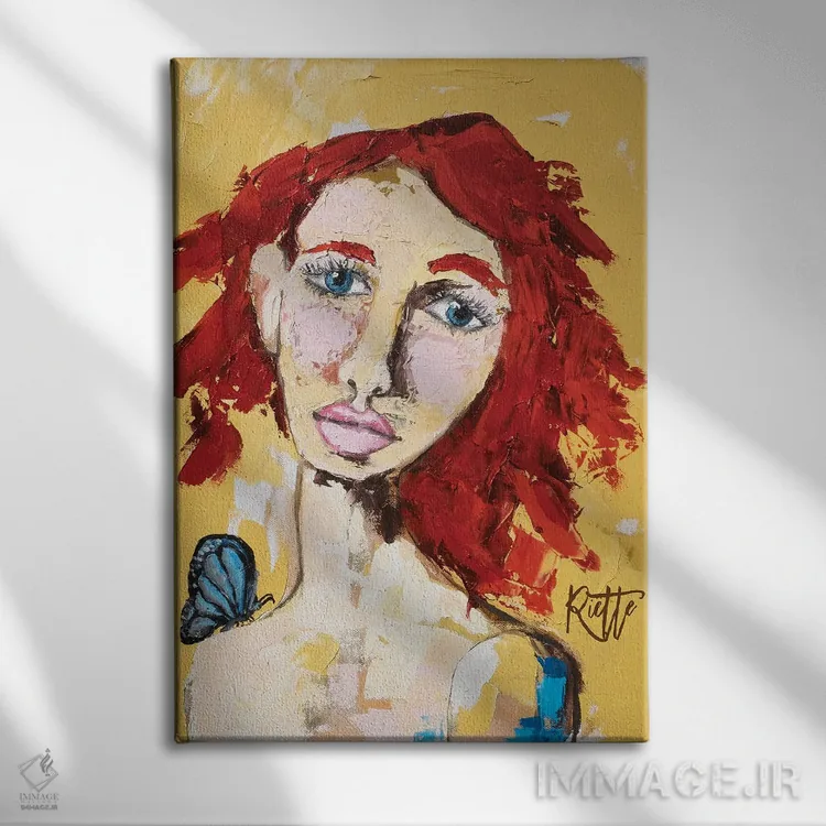 تابلو دکوراتیو موی قرمز اثر روت آرت کرییشنز - نمای روبهرو روی دیوار
