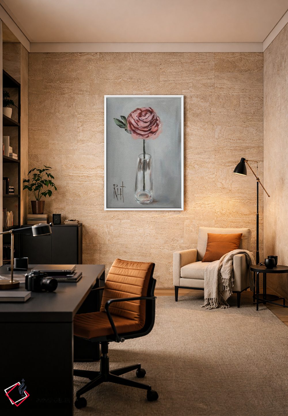تابلو دکوراتیو رز صورتی اثر روت آرت کرییشنز - D5W