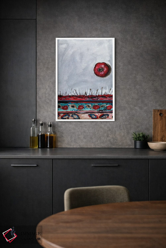 تابلو دکوراتیو انار خاکستری اثر روت آرت کرییشنز - D1W
