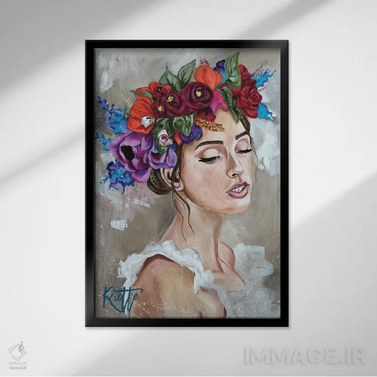 تابلو دکوراتیو شکوفایی اثر روت آرت کرییشنز - نمای قابدار مشکی
