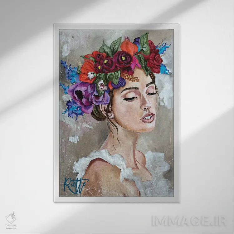 تابلو دکوراتیو شکوفایی اثر روت آرت کرییشنز - نمای قابدار سفید
