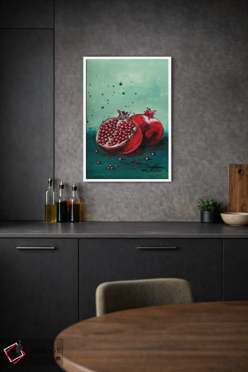 تابلو دکوراتیو انار فیروزه ای اثر روت آرت کرییشنز - D1W