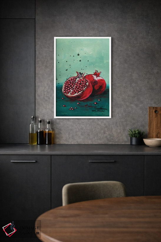 تابلو دکوراتیو انار فیروزه ای اثر روت آرت کرییشنز - D1W