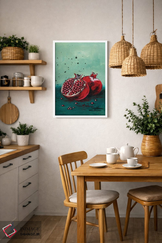 تابلو دکوراتیو انار فیروزه ای اثر روت آرت کرییشنز - D3W