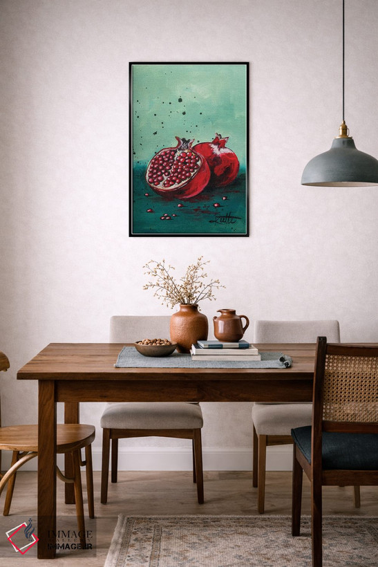 تابلو دکوراتیو انار فیروزه ای اثر روت آرت کرییشنز - D6B