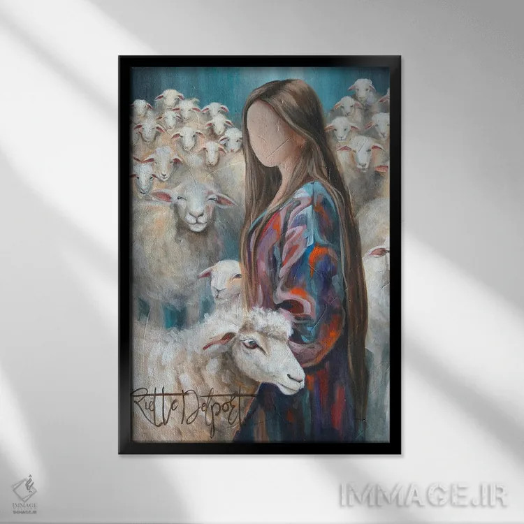 تابلو دکوراتیو چوپان اثر روت آرت کرییشنز - نمای قابدار مشکی
