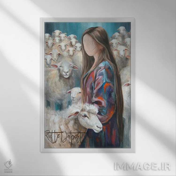 تابلو دکوراتیو چوپان اثر روت آرت کرییشنز - نمای قابدار سفید