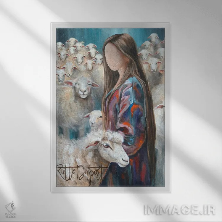 تابلو دکوراتیو چوپان اثر روت آرت کرییشنز - نمای قابدار سفید