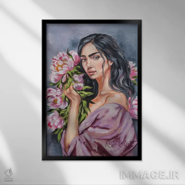 تابلو دکوراتیو در لحظه زندگی کن اثر روت آرت کرییشنز - نمای قابدار مشکی
