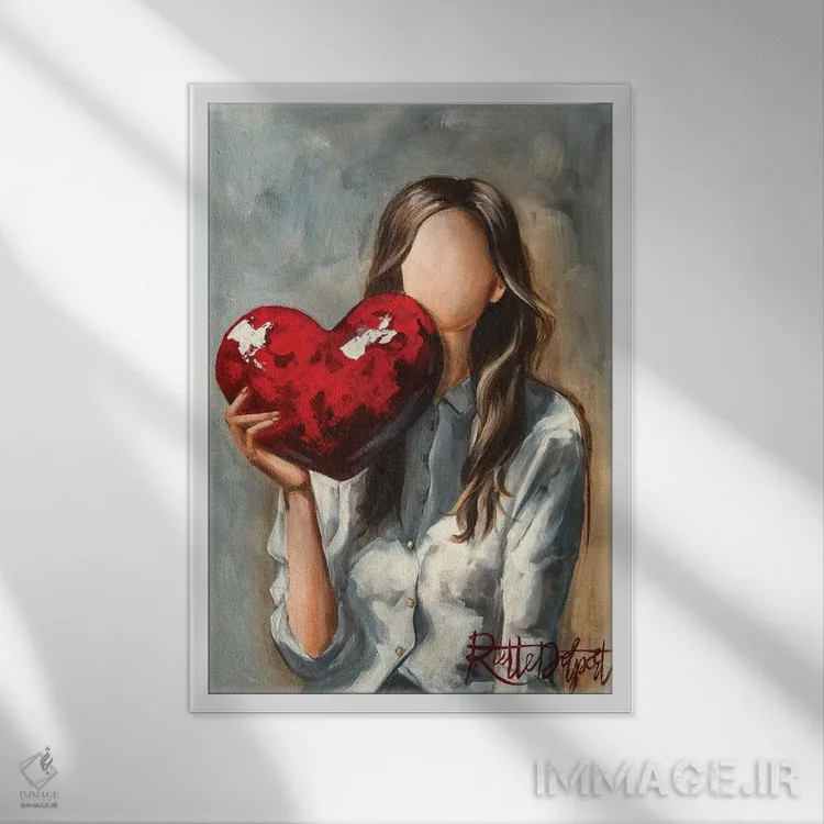 تابلو دکوراتیو عشق اثر روت آرت کرییشنز - نمای قابدار سفید