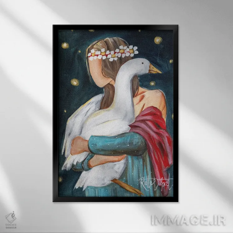 تابلو دکوراتیو شب پرستاره اثر روت آرت کرییشنز - نمای قابدار مشکی