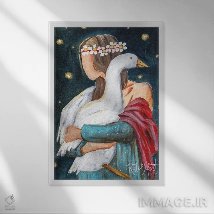 تابلو دکوراتیو شب پرستاره اثر روت آرت کرییشنز - نمای قابدار سفید