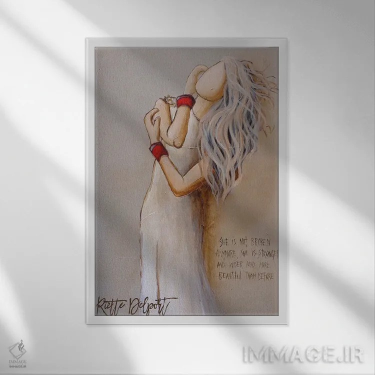 تابلو دکوراتیو او شکسته نیست اثر روت آرت کرییشنز - نمای قابدار سفید
