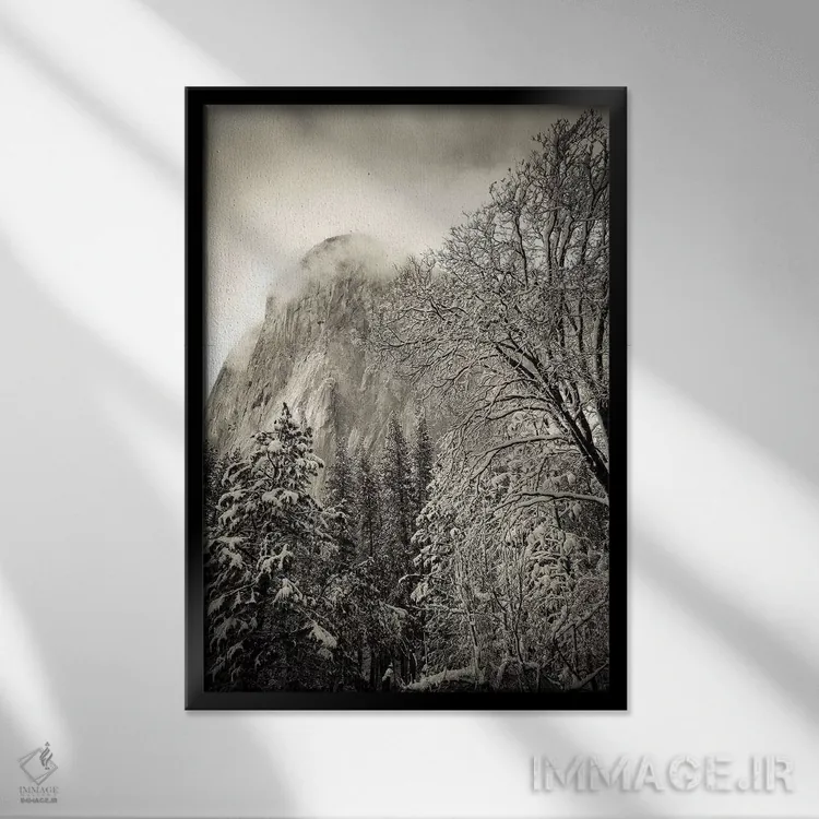 تابلو دکوراتیو Yosemite National Park, California, USA,ال کپیتان و بلوط سیاه… اثر راس بیشاپ - نمای قابدار مشکی