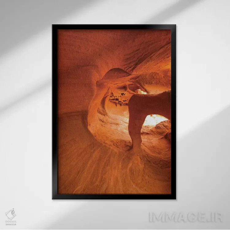 تابلو دکوراتیو Fire Cave, Valley Of Fire State Park, Nevada, USA,طاق سنگی با… اثر راس بیشاپ - نمای قابدار مشکی