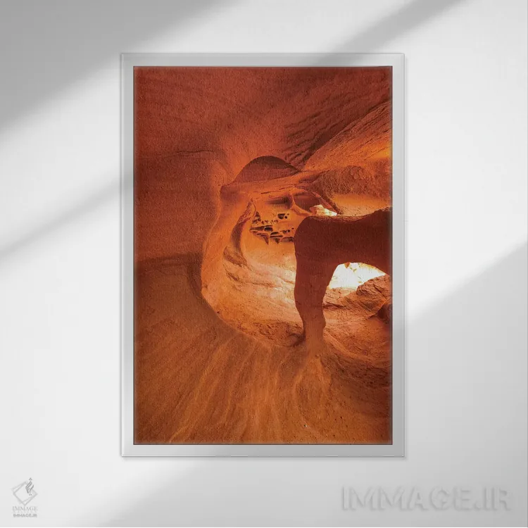 تابلو دکوراتیو Fire Cave, Valley Of Fire State Park, Nevada, USA,طاق سنگی با… اثر راس بیشاپ - نمای قابدار سفید