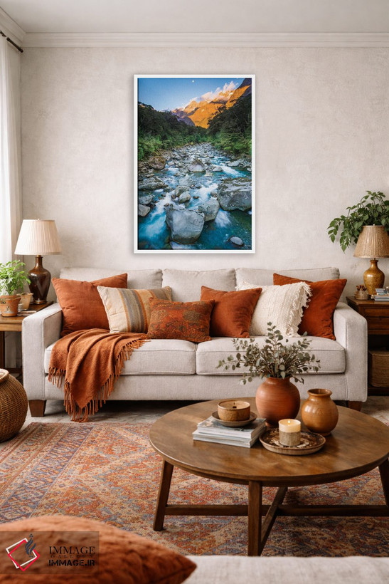 تابلو دکوراتیو Fiordland National Park, South Island,طلوع ماه بر فراز کوه ما… اثر راس بیشاپ - D2W