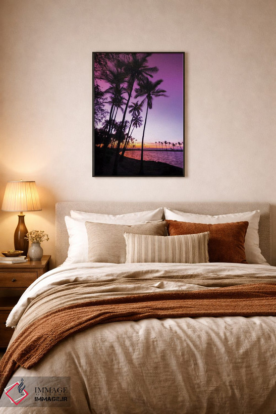 تابلو دکوراتیو Kohala Coast, Big Island, Hawaii, USA,غروب از میان نخل های سی… اثر راس بیشاپ - D6B