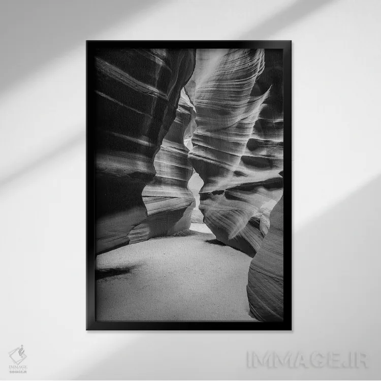 تابلو دکوراتیو Upper Antelope Canyon, Navajo Indian Reservation, Arizona, US… اثر راس بیشاپ - نمای قابدار مشکی