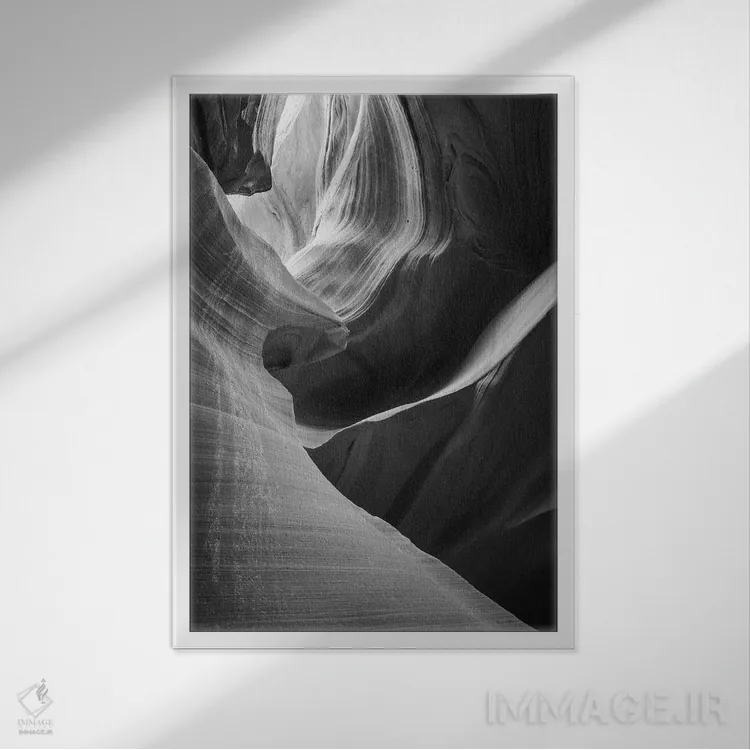 تابلو دکوراتیو Lower Antelope Canyon, Navajo Indian Reservation, Arizona, US… اثر راس بیشاپ - نمای قابدار سفید