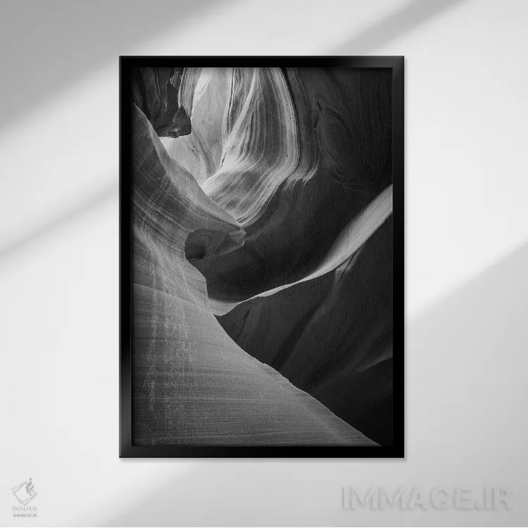 تابلو دکوراتیو Lower Antelope Canyon, Navajo Indian Reservation, Arizona, US… اثر راس بیشاپ - نمای قابدار مشکی