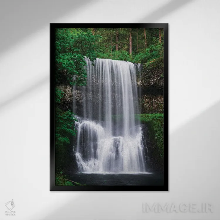 تابلو دکوراتیو Silver Falls State Park, Oregon, USA.,آبشار جنوبی پایینی، پار… اثر راس بیشاپ - نمای قابدار مشکی