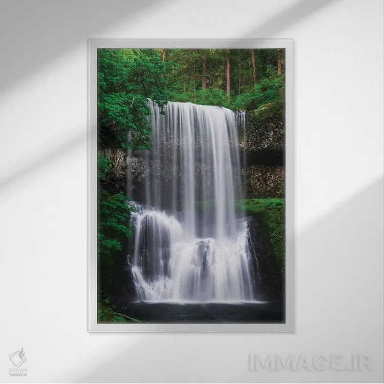 تابلو دکوراتیو Silver Falls State Park, Oregon, USA.,آبشار جنوبی پایینی، پار… اثر راس بیشاپ - نمای قابدار سفید