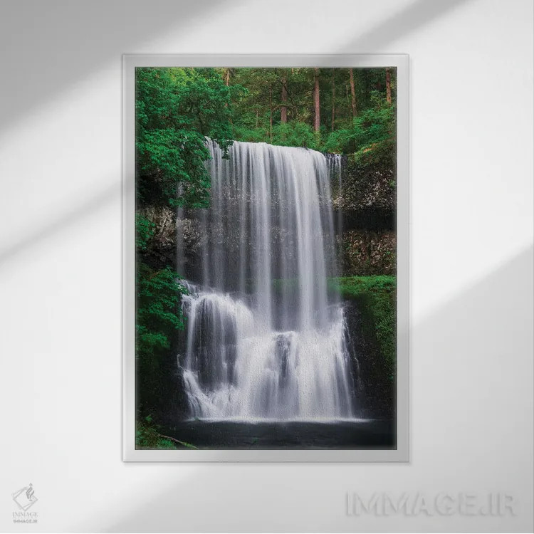 تابلو دکوراتیو Silver Falls State Park, Oregon, USA.,آبشار جنوبی پایینی، پار… اثر راس بیشاپ - نمای قابدار سفید